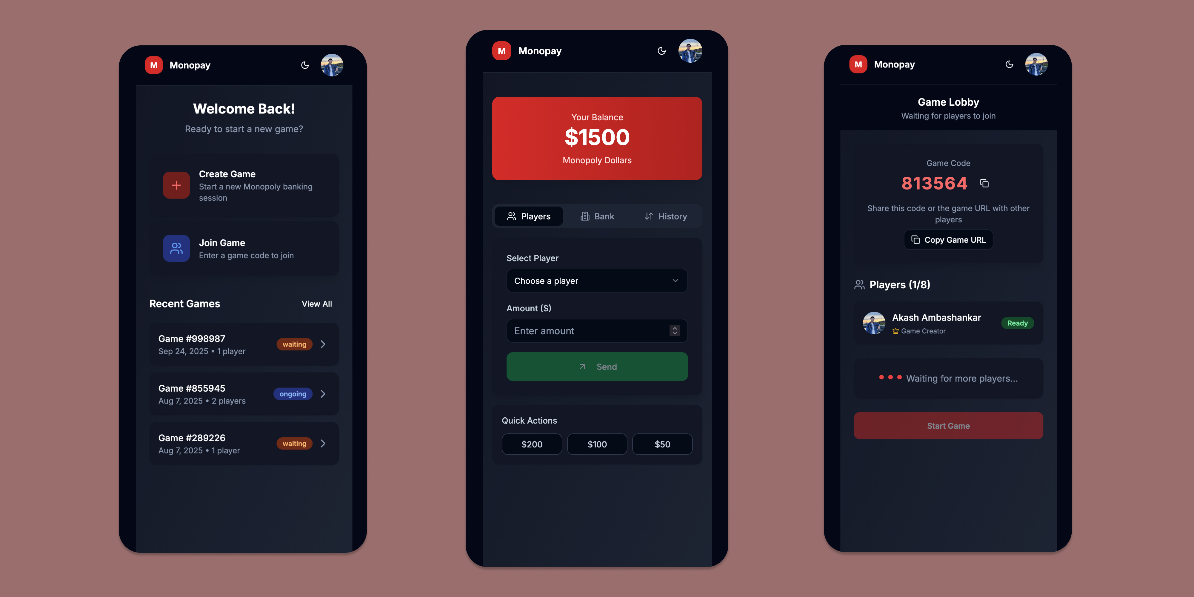 Monopay: Banking App for Monopoly